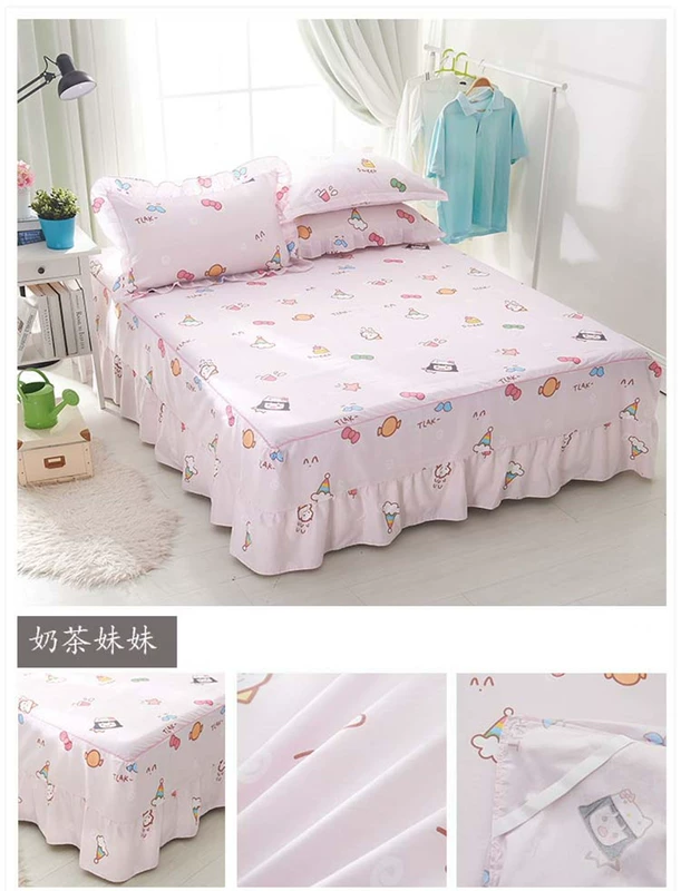 Bông bedspread giường váy một mảnh vỏ bảo vệ 1,5 / 1,8 m tấm trượt phim hoạt hình bông trẻ em giường của - Váy Petti váy giường đẹp	