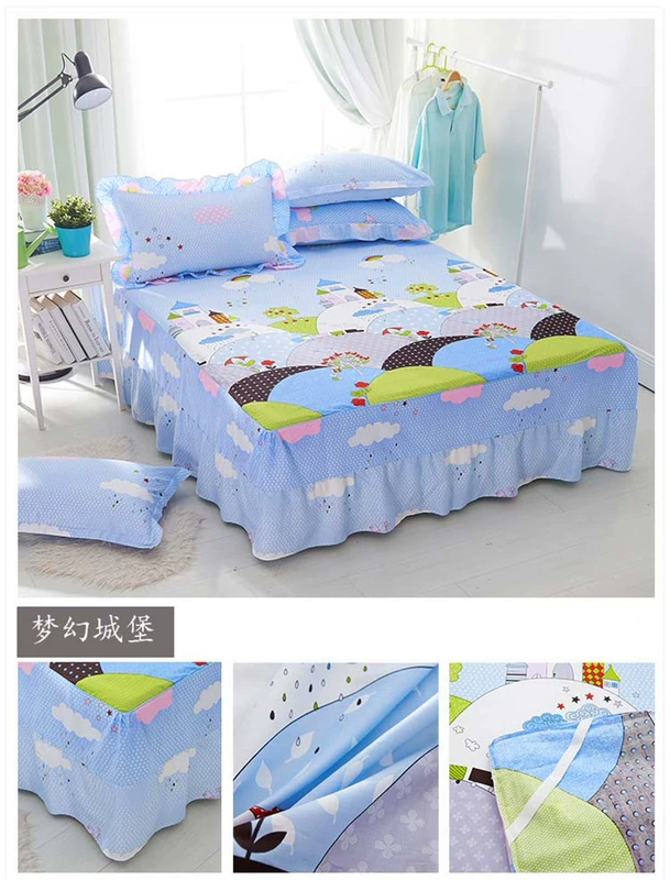 Bông bedspread giường váy một mảnh vỏ bảo vệ 1,5 / 1,8 m tấm trượt phim hoạt hình bông trẻ em giường của - Váy Petti