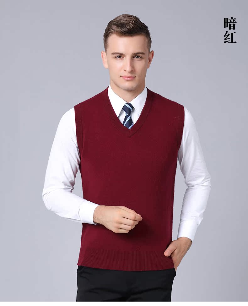 Mùa xuân và mùa thu mới áo len nam vest nam trung niên dày len tinh khiết mùa đông cha mặc áo len đồ vest nam đẹp