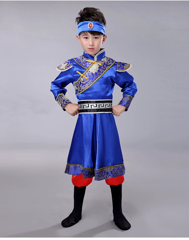 Trẻ em trang phục khiêu vũ Mông Cổ cho trẻ em trai và gái Cô gái Tây Tạng váy múa sân khấu trang phục biểu diễn dân tộc thiểu số - Trang phục
