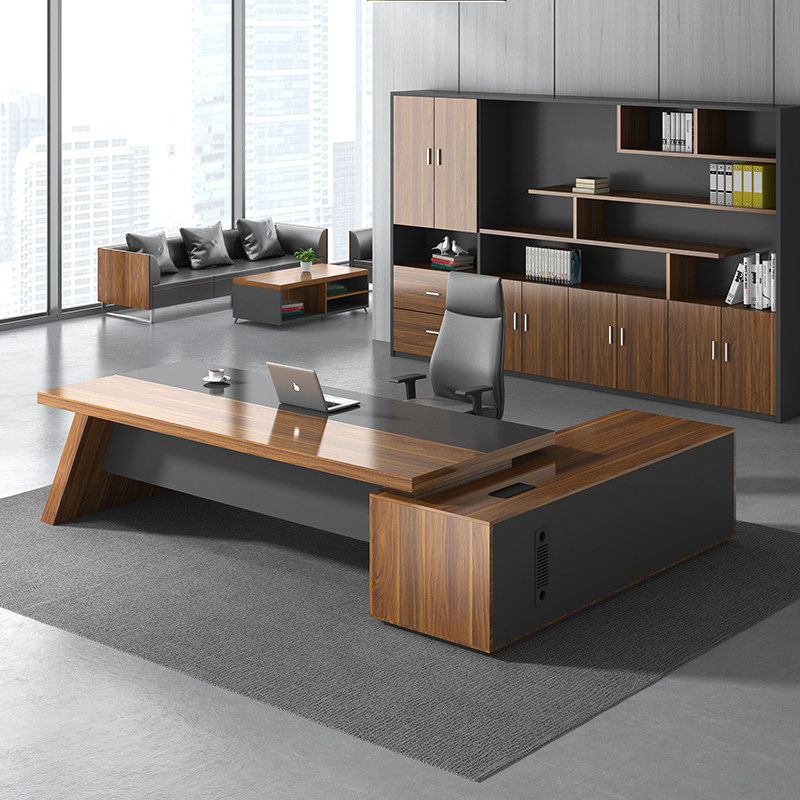 Boss Desk Desk High-end Boss Office Chairs Portfolio Brief Modern With Side Cabinet General Manager Big Bandae-Taobao