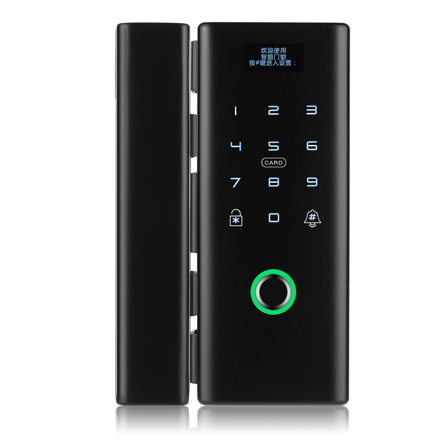 ZUCON G200办公室玻璃门指纹锁免开孔无框APP门禁系统霸王勾WIFI密码锁