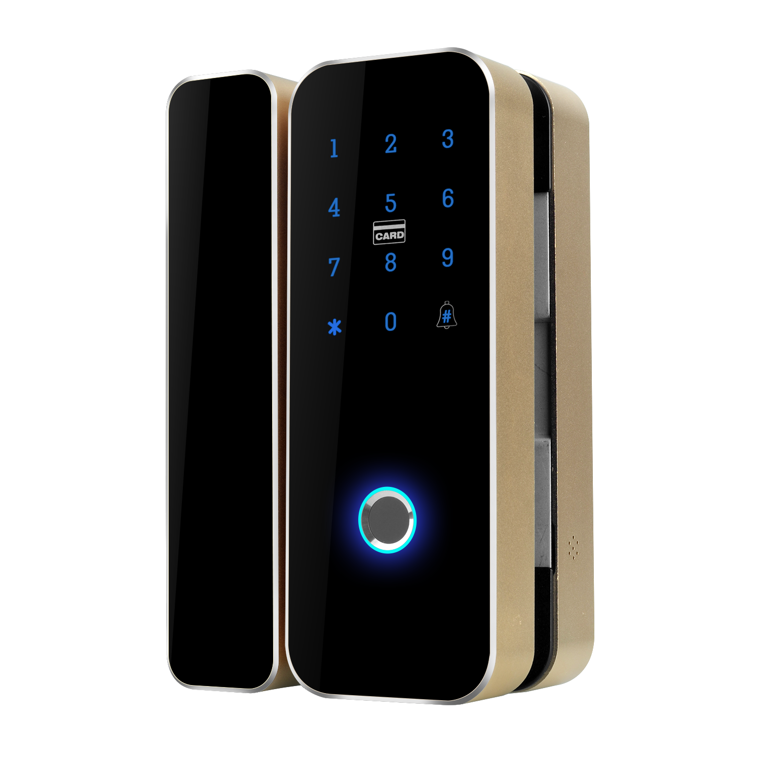 ZUCON F490玻璃门指纹锁霸王钩锁免开孔办公电子密码锁单开对开