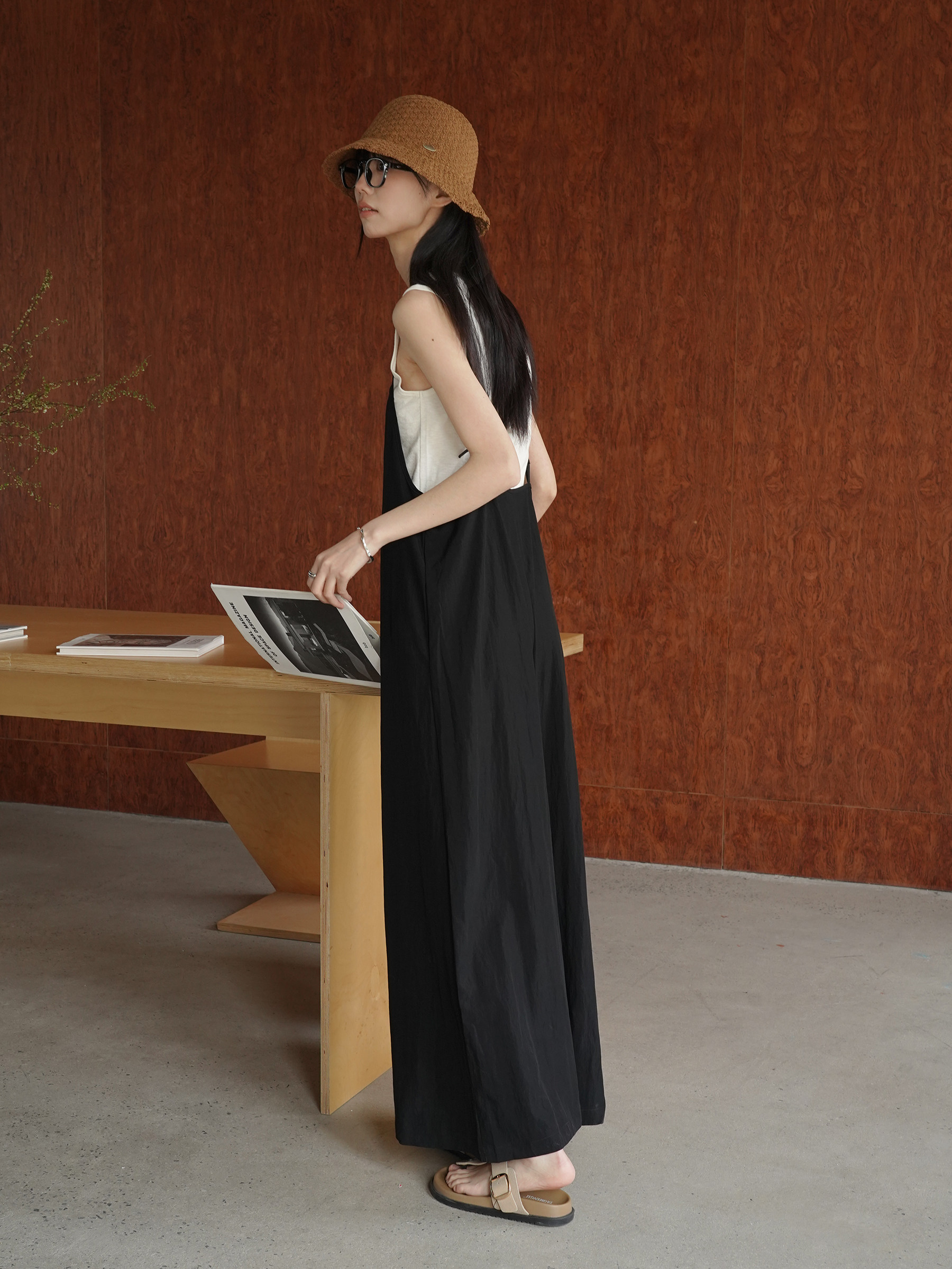 Боди/брюки 原创高级感百搭连体裤女细肩带背带裤 薄款可调节棉感休闲阔腿裤