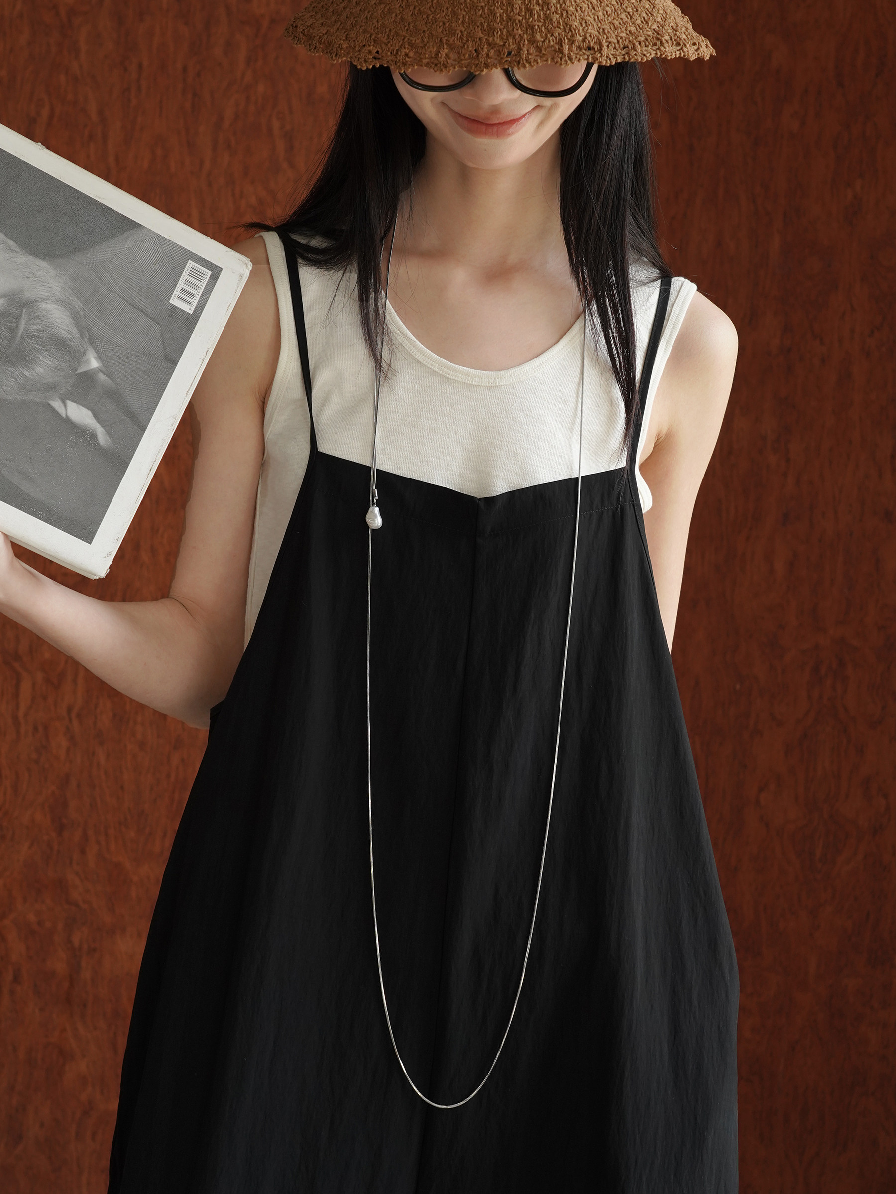 Боди/брюки 原创高级感百搭连体裤女细肩带背带裤 薄款可调节棉感休闲阔腿裤