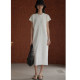 EADMO summer light luxury minimalist three-dimensional dividing line design rear slit casual slim long sweatshirt dress