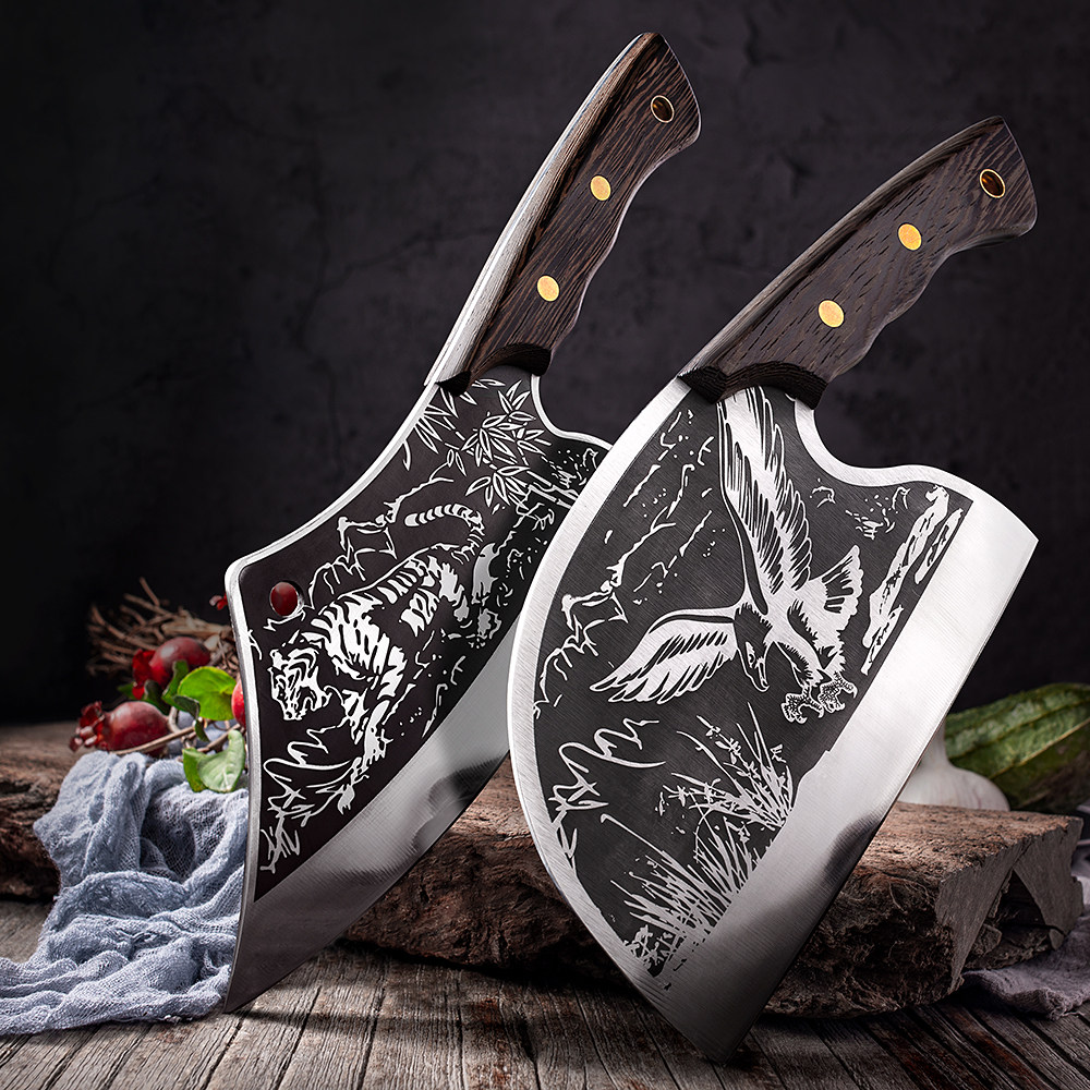 Tiger Eagle kitchen knife household chopping double knife sharp and lightweight lady's slice knife chopping chicken, duck, fish, melon, fruit and vegetable stainless steel