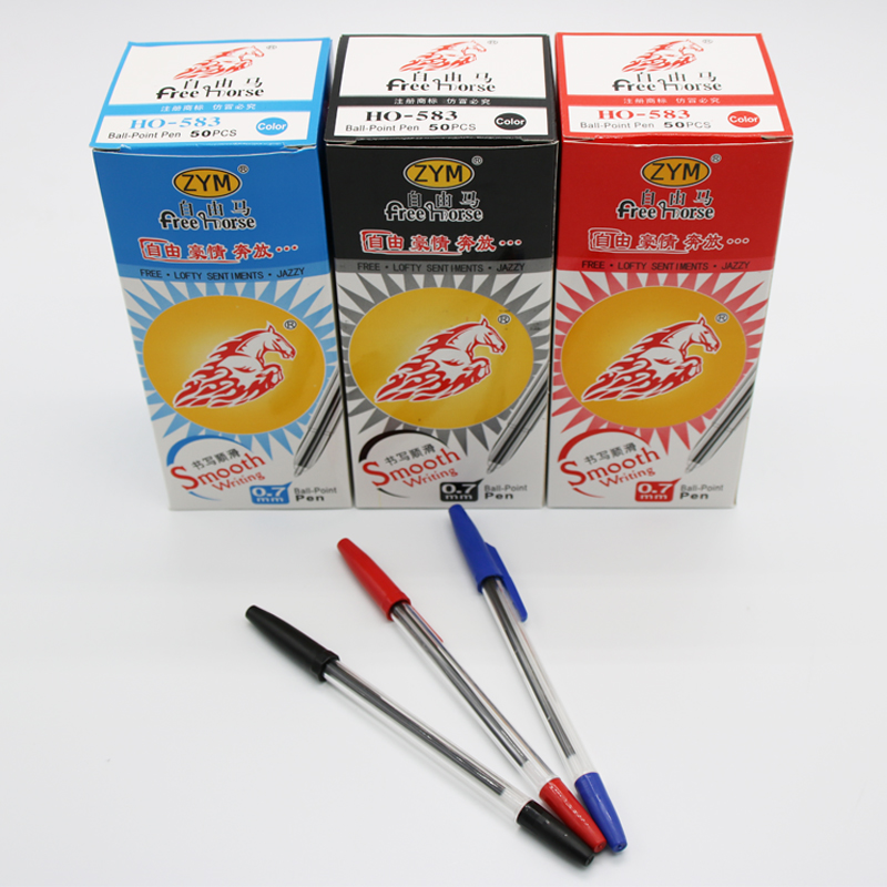 583 Black Red Blue Ballpoint Pen free Horse Wholesale Office Atomic Pen Reform Roll Refill Express Advertising Pen