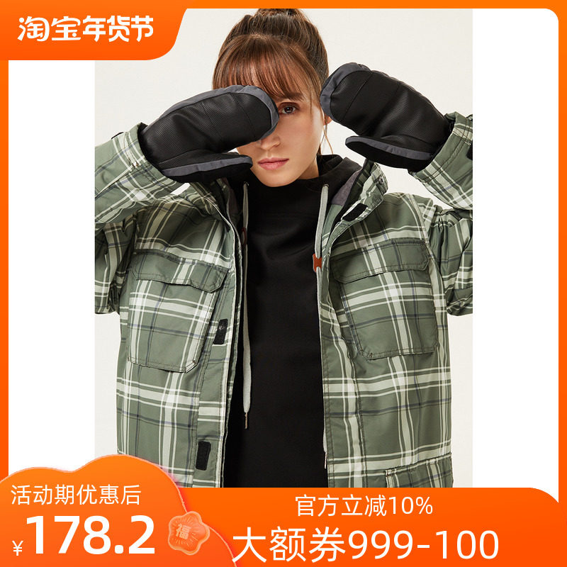 Single board double board men and women couples youth ski suit waterproof breathable windproof warm black plaid shirt snow suit