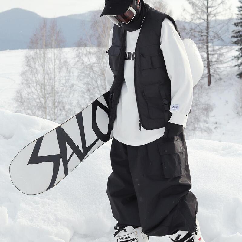 Snowproof Single-Board and Double-Board Ski Vest, Warm, Unisex, Outdoor Sports Workwear, Loose-Fitting Vest with Cotton Padding