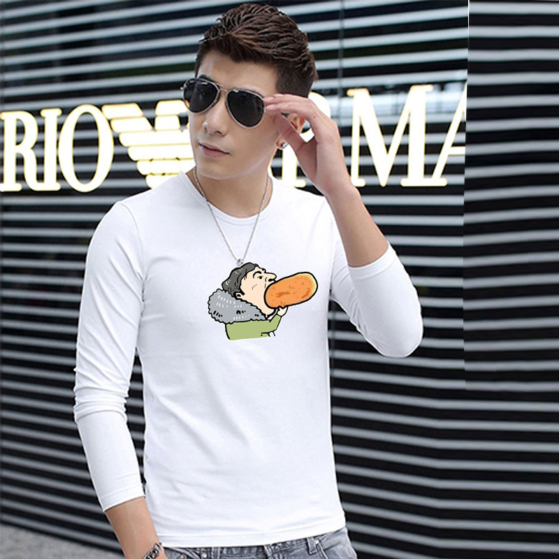Wang Sicong ăn xúc xích với tay áo dài IG Wang ăn xúc xích xúc xích run rẩy giả đôi áo phông nam
