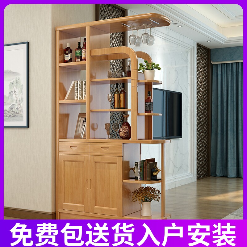 New Chinese Solid Wood Wine Cabinet Partition Cabinet Living-room Bifacial Screen In door room Hall Cabinet Xuanguan Cabinet Entrance with shoe cabinet door