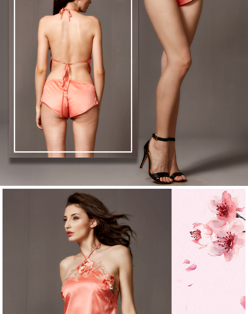 Bimei Ni Bà cám dỗ mùa hè cám dỗ tạp dề đồ lót Tòa án cổ thêu thêu pyjama ống hàng đầu yếm ngủ trong suốt