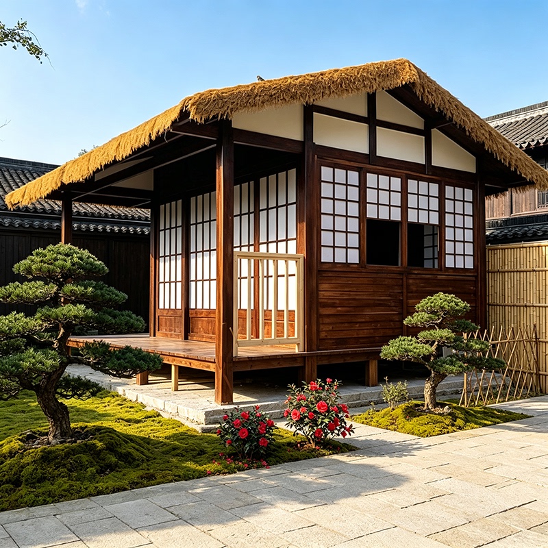 Outdoor Wooden House, Outdoor Courtyard Landscaping, Wooden House, Leisure Tea Room, Wooden House, Japanese-Style Small Wooden House, Outdoor Anti-Corrosion Wooden House