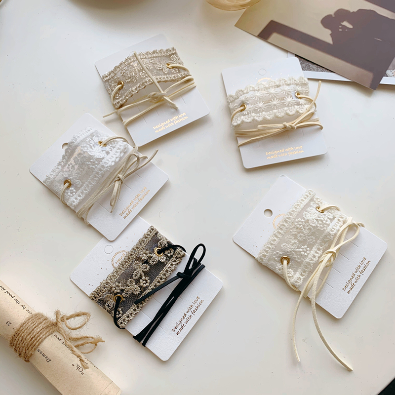 Bonbon LAOSHU Niche Retro Gold Lace Hair Tie Ponytail Braided Hair Accessory Hair Tie Strap Super Fairy-Like