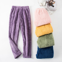 Pajamas Womens autumn and winter flannel warm pants winter thickened coral velvet pants Mens large size winter pants home pants