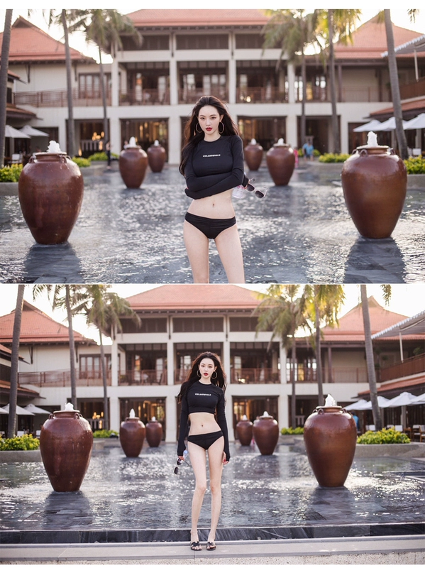 2019 áo tắm mới nữ dài tay chống nắng chia áo tắm nữ mùa xuân nóng bỏng là bikini mỏng che bụng - Bộ đồ bơi hai mảnh