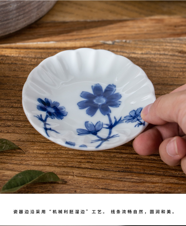 Meinung burn Japanese imported ceramic tableware under the glaze color dyeing FuJu 4.0 inch flavour soy sauce dish dish snacks