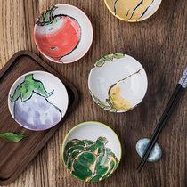 Color hand-painted imported ceramic home pastoral style exquisite sushi round Japanese cuisine small dish taste dish snack dish