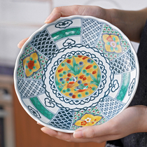 Mei thick burning Japanese imported tableware has a field burning guywanli Nine Valleys flower and bird pattern bowl household ceramic set