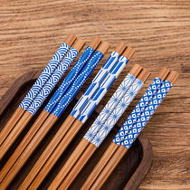 Japanese imported natural wooden chopsticks 5 pairs of family Japanese and style non-lacquered non-slip chopsticks set