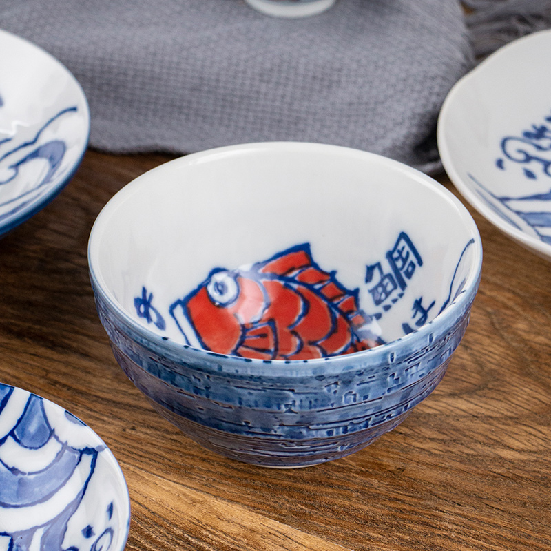 Japan hand - made ceramic painting letter Japanese dishes suit creative dishes 15 first bowl of single microwave special combination