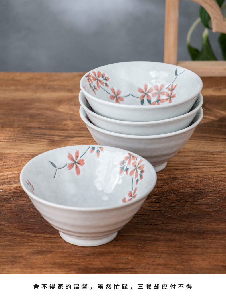 Japanese contracted ceramic bowl of rice bowls breakfast dishes floating, cherry blossoms dishes suit household imported tableware eight head