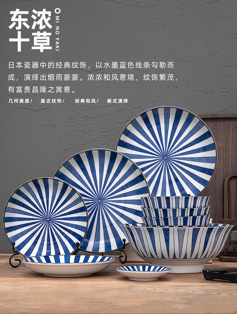 Meinung burn Japanese imported from Japan under glaze color porcelain household move to use plate portfolio cutlery sets 10 head