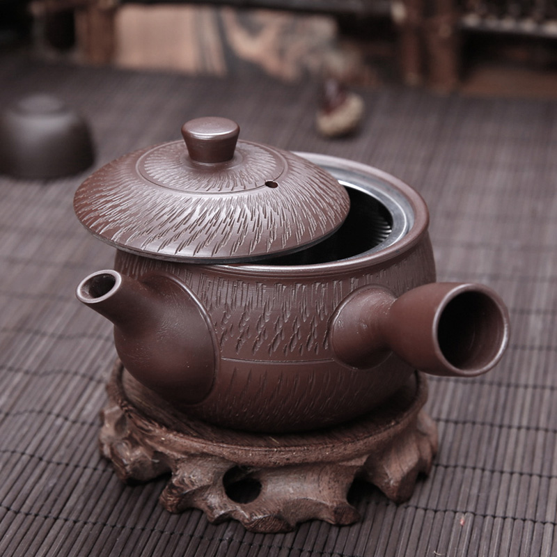 Japanese lasts a Japanese manual purple clay teapot ceramic small household little teapot teapot side purple sand teapot