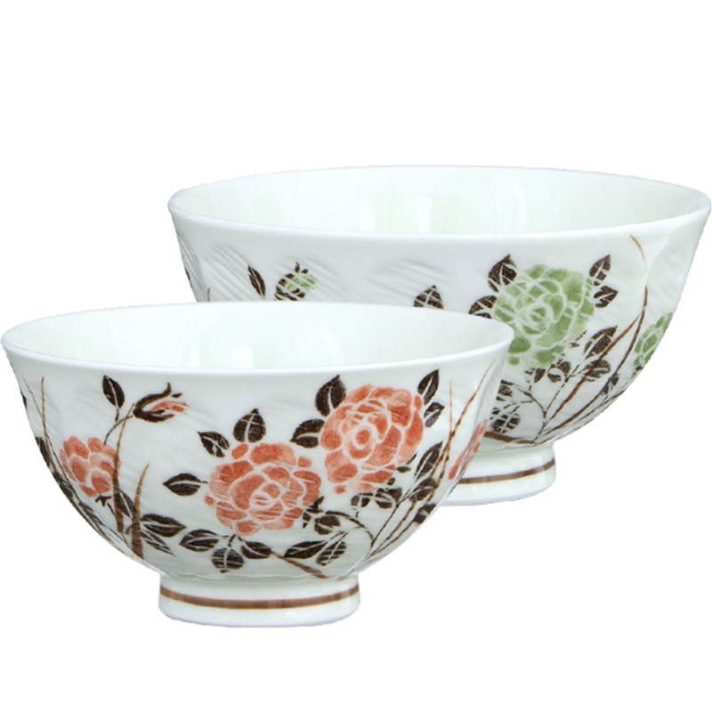 Japanese contracted ceramics high against the hot hand small and pure and fresh household two lovers set bowl rice bowls