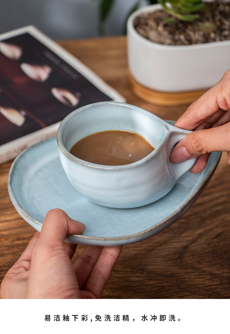 Nostalgic retro green coffee cups and saucers suit Japanese character hand made coffee cup places ceramic keller cup