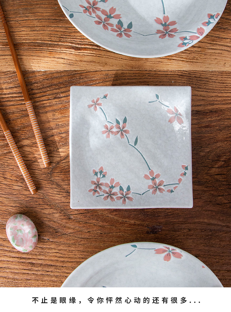 Japanese contracted ceramic bowl of rice bowls breakfast dishes floating, cherry blossoms dishes suit household imported tableware eight head