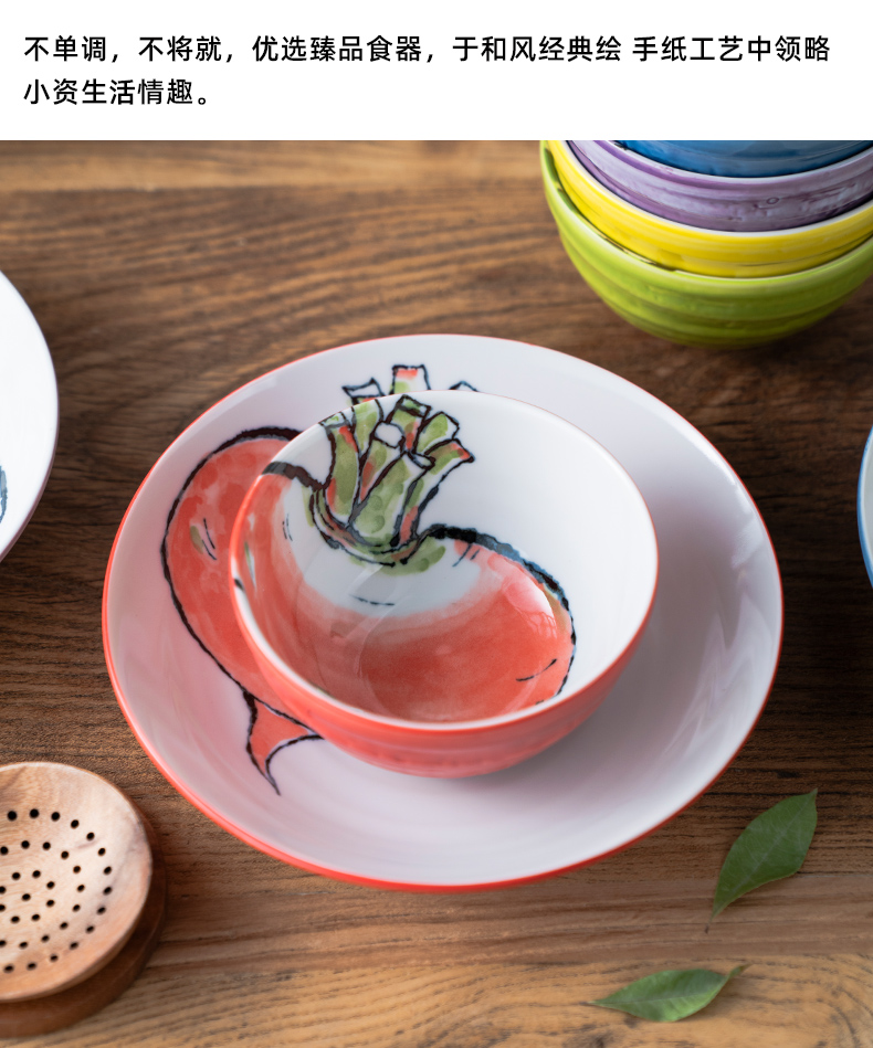 Japanese folk art and hand - made of rural wind dishes suit household ceramics thickening the iron rice bowl rainbow such as bowl dish