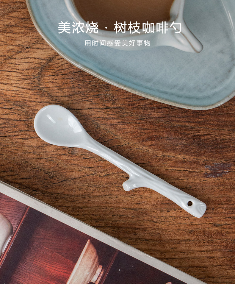 Meinung burn all hand to restore ancient ways small coffee spoon, spoon, Japanese ceramic long handle coffee spoon, creative mixing spoon