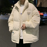 Демисезонная мужская куртка, пуховик, в корейском стиле, с медвежатами, оверсайз, коллекция 2021