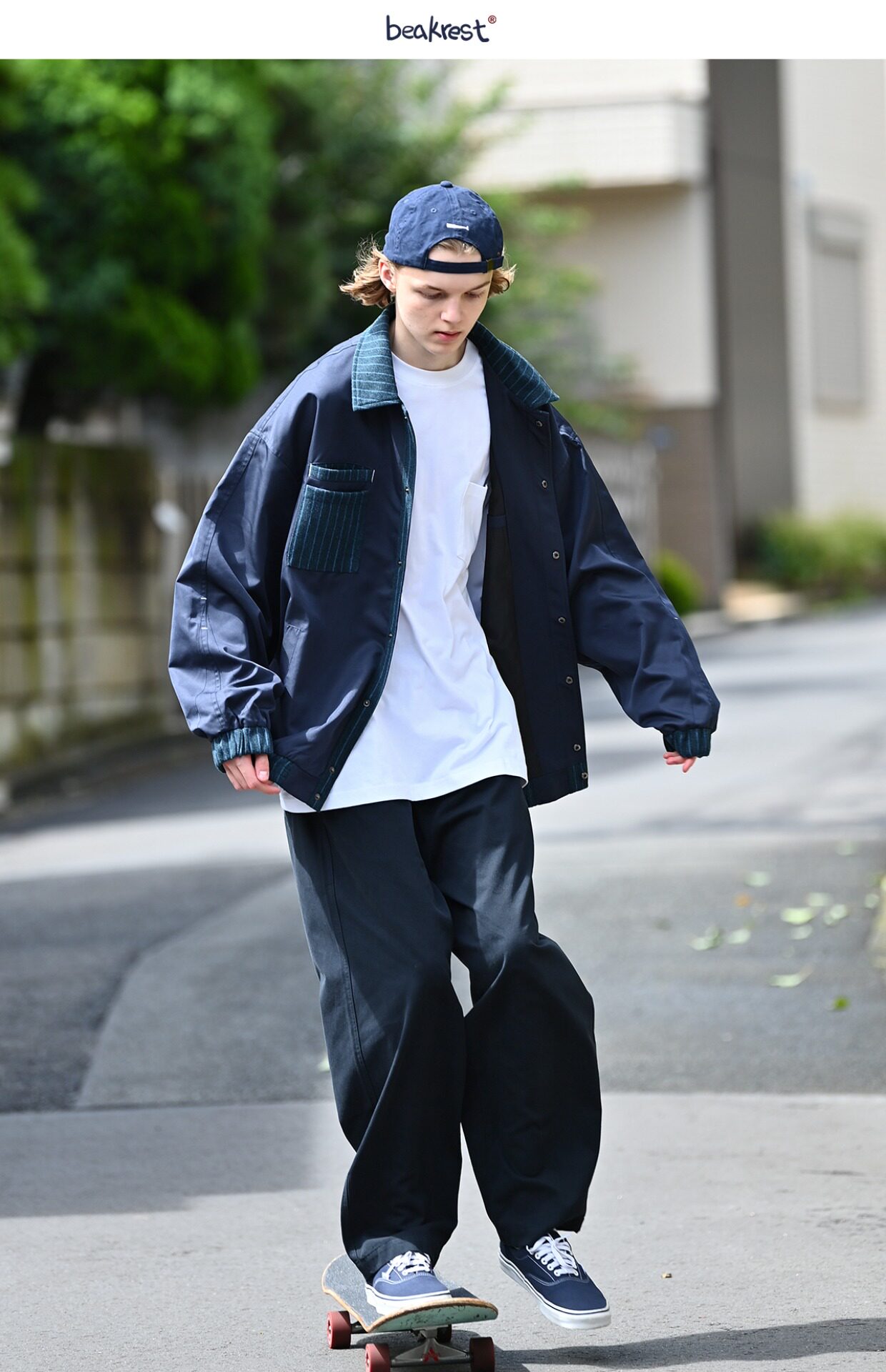 BEAKREST 立體繡拼接夾克男CityBoy潮牌ins日系復古拼色外套秋季|夾克 