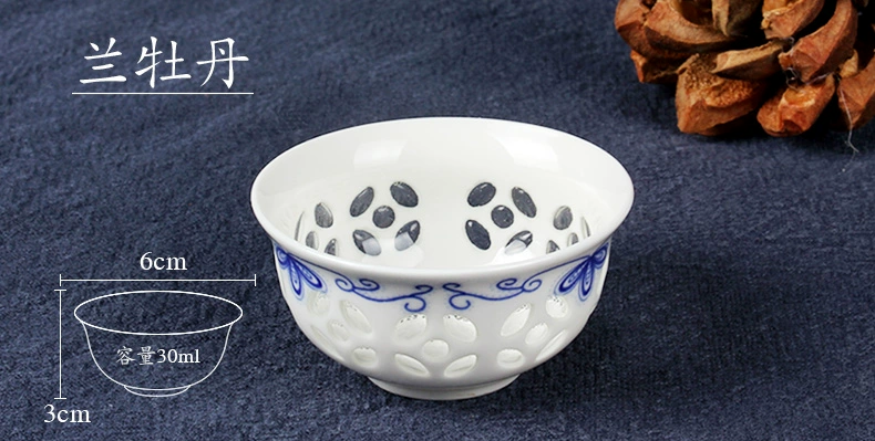 Kung Fu Teacup Chén gốm Chén nếm Cup Cup Cup Jingdezhen Bộ trà xanh sứ trắng và chén đỏ Cup - Trà sứ bình trà đẹp