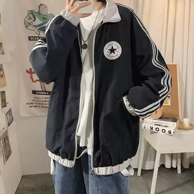 Striped jacket men's spring and autumn sports baseball suit jacket youth college students loose trend jacket men