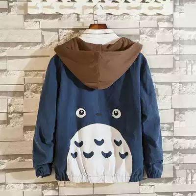 Japanese Totoro jacket men's spring and autumn loose cartoon clothes young college students Korean version of the trend hooded jacket