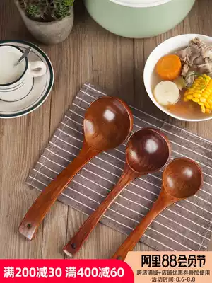 Yu Shi Jia large soup spoon Wooden spoon Long handle porridge spoon Non-stick pot Wooden spoon special household kitchen pot spoon Log head