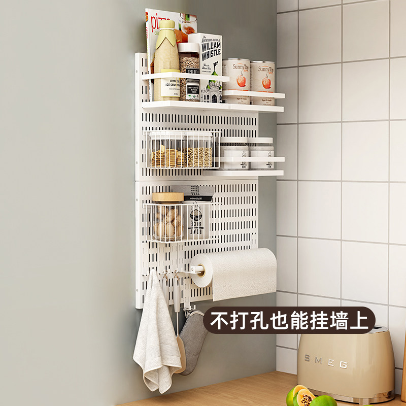 The Shijijia Dongle Board Shelving kitchen Home Perforated Wall-mounted Wall-mounted Preservation film Seasoning Jar Shelf God