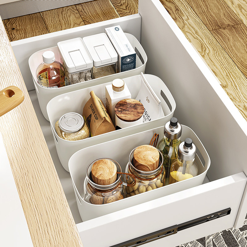 Yu Shijia desktop sundries plastic storage basket kitchen drawer tableware classification storage box cosmetic finishing basket