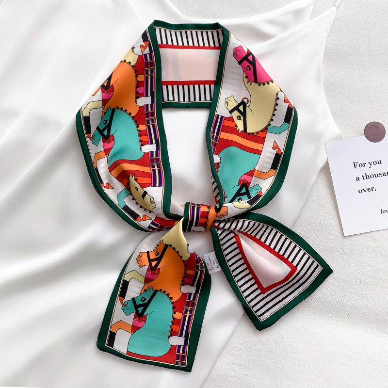 Small long silk scarf women's summer thin section hundred matching shirt net red tied bag hairband belt spring and autumn niche small scarf