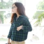 Mùa thu đông 2018 quần áo trẻ em cotton mới kẻ sọc xanh kẻ sọc phiên bản Hàn Quốc của áo sơ mi đại học trẻ em đại học áo sơ mi trẻ em nữ đẹp