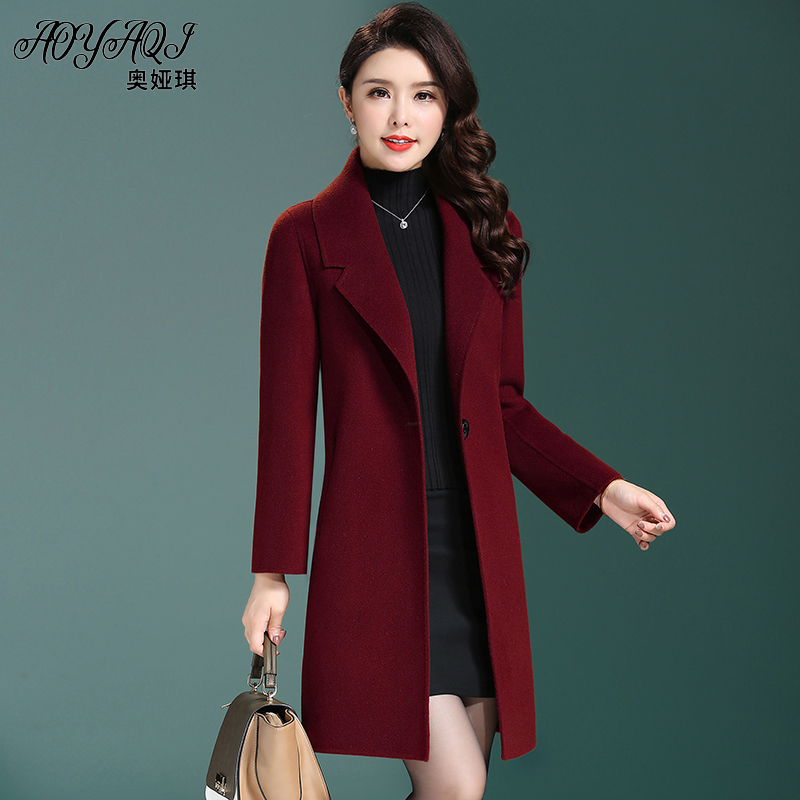 Double-Sided Wool Coat for Women 2025 New Mid-Length Slim Fit Woolen Coat Without Cashmere Autumn and Winter Mother's Woolen Coat
