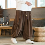 Вельветовые демисезонные спортивные ретро штаны, китайский стиль, оверсайз, свободный крой