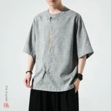 Летняя ретро шелковая рубашка, футболка, китайский стиль, свободный крой