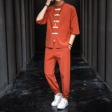 Летний комплект, трендовая рубашка для мальчиков, из хлопка и льна, китайский стиль