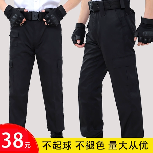 Осенние черные флисовые летние износостойкие штаны для работы, увеличенная толщина