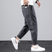 Autumn and winter casual pants mens loose straight tube large size Tide brand overalls Korean version of the trend Joker sports pants Harlan trousers